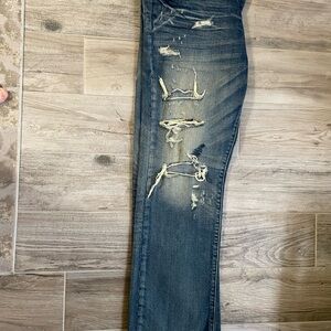Men’s Abercrombie and Fitch Distressed Jeans, Classic Bootcut, 34/32